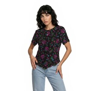 Royal Feelings Blouse 100% Silk Women Size Large Vintage Beaded Sequin Lined Top